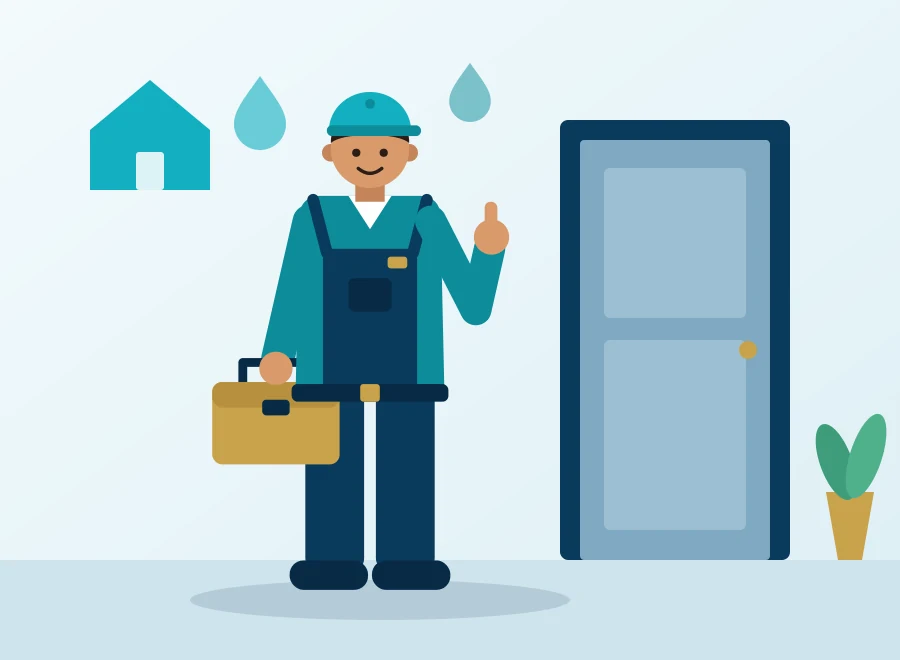 Technician arriving for a doorstep service visit